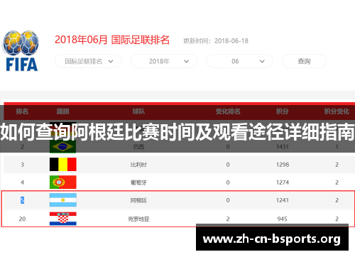 如何查询阿根廷比赛时间及观看途径详细指南 如何查询阿根廷比赛时间及观看途径详细指南